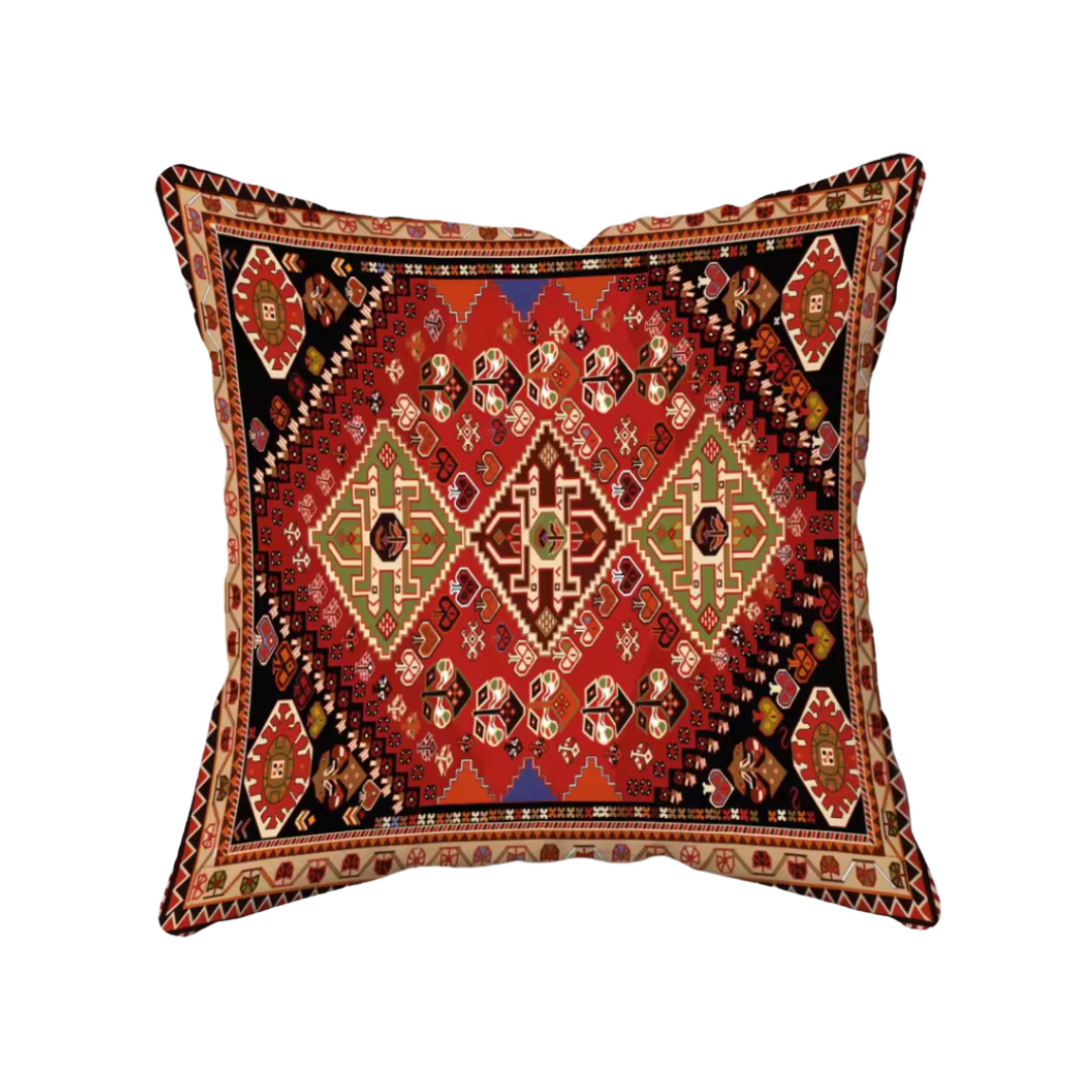 Decorative pillow with intricate geometric pattern on a white background