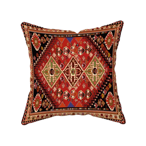 Decorative pillow with intricate geometric pattern on a white background